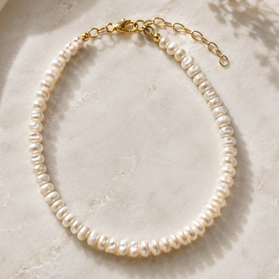 Classic White Freshwater Pearl Bracelet — handcrafted in Maui, Hawaii