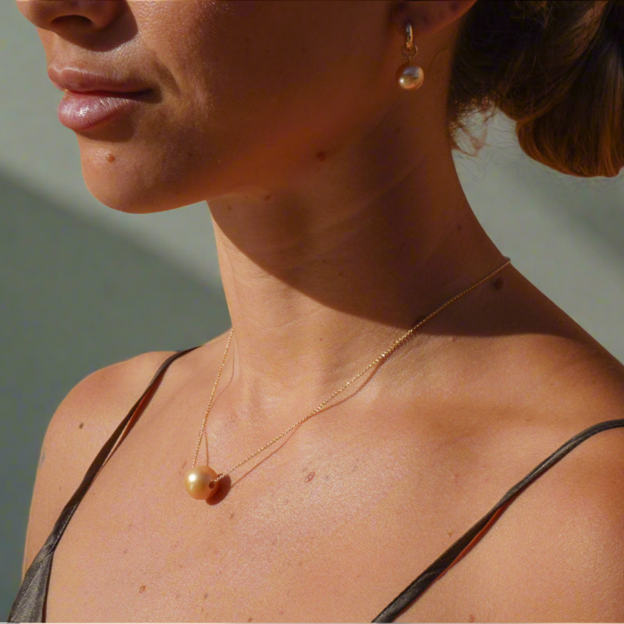 14K Gold South Sea Pearl Necklace — detail view, Studio Immersed