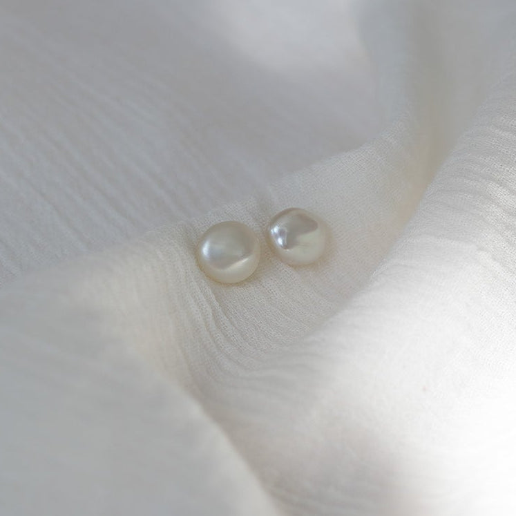 14K WHITE SOUTH SEA KESHI STUDS