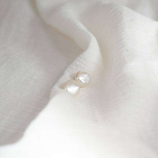 14K WHITE SOUTH SEA KESHI STUDS