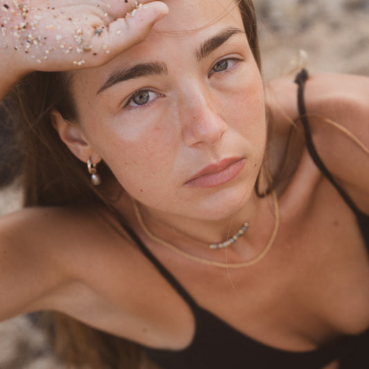 Petit Tahitian Keshi Pearl Necklace — detail view, Studio Immersed
