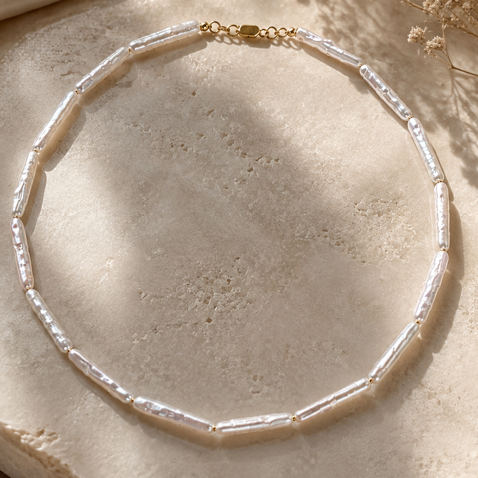 Biwa Pearl Necklace — handcrafted in Maui, Hawaii