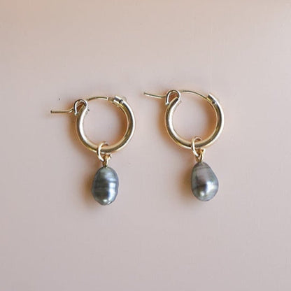 TAHITIAN KESHI HOOPS GOLD FILLED