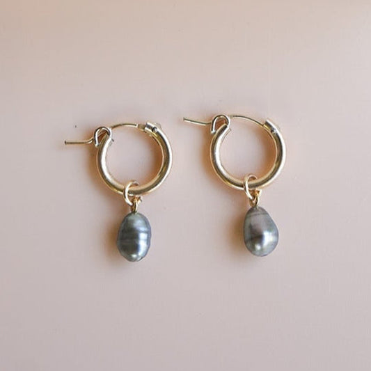 TAHITIAN KESHI HOOPS GOLD FILLED