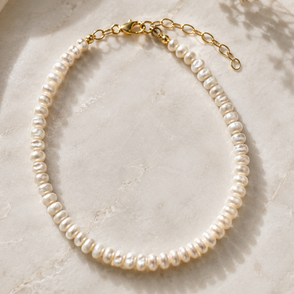 Classic White Freshwater Pearl Bracelet — handcrafted in Maui, Hawaii