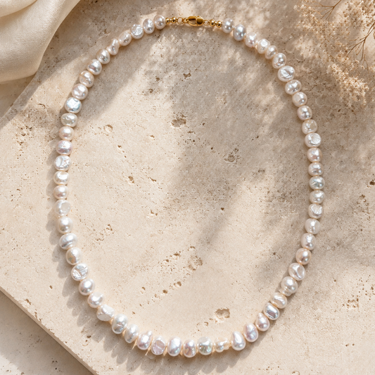 Freshwater Pearl Squared Choker Necklace — handmade jewelry by Studio Immersed, Maui Hawaii