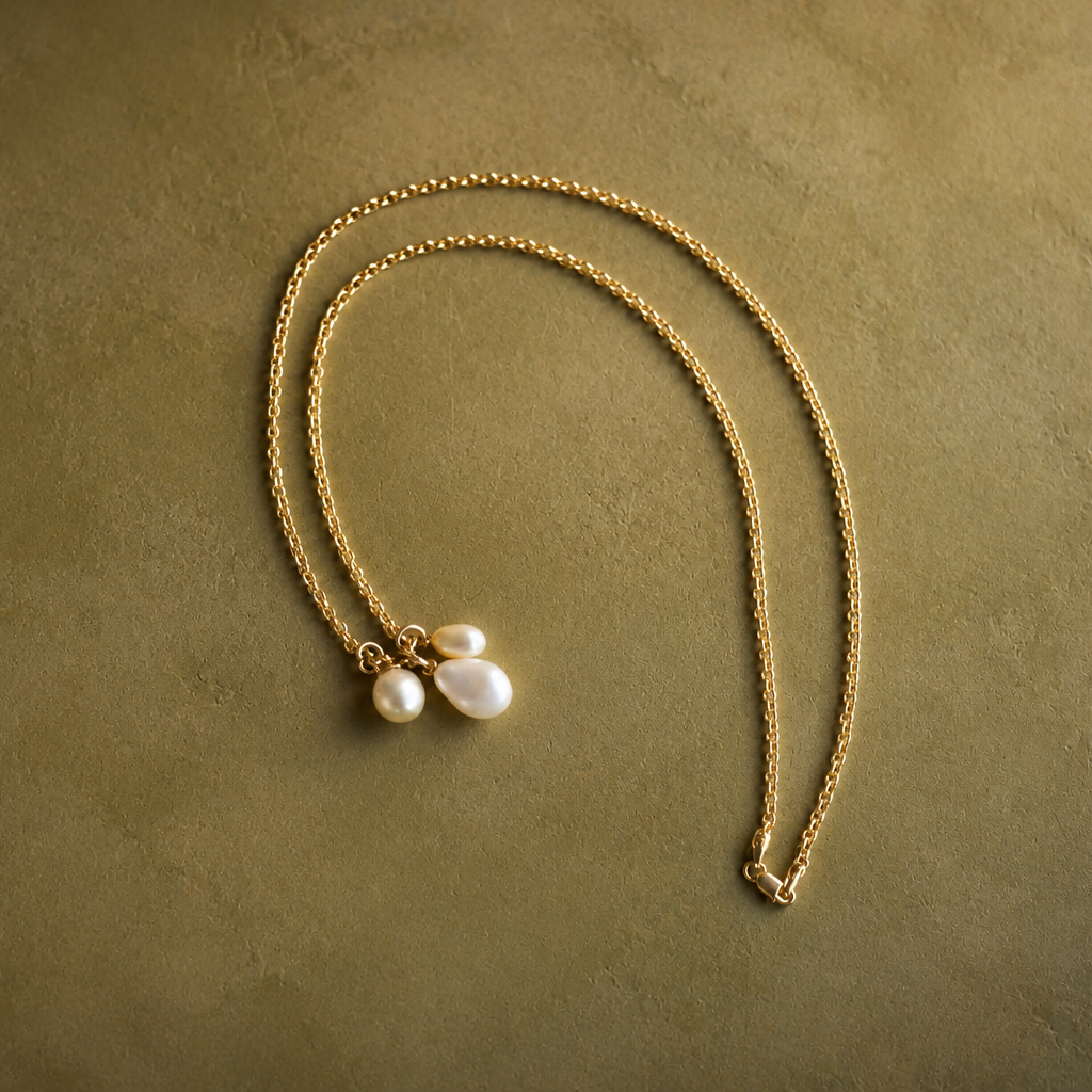 14K Gold Three South Sea Pearl Necklace — handmade jewelry by Studio Immersed, Maui Hawaii