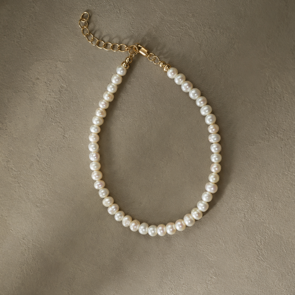 Classic White Freshwater Pearl Bracelet — alternate view, Studio Immersed jewelry