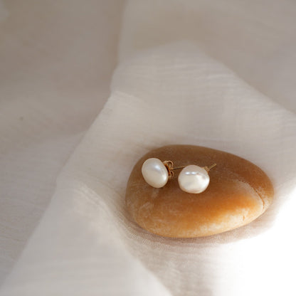 14K WHITE SOUTH SEA KESHI STUDS