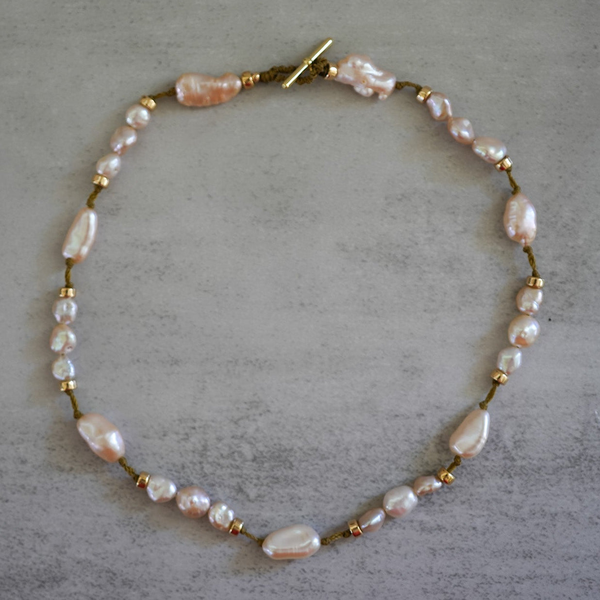 Pink Biwa Pearl Gold-Filled Choker — handcrafted in Maui, Hawaii