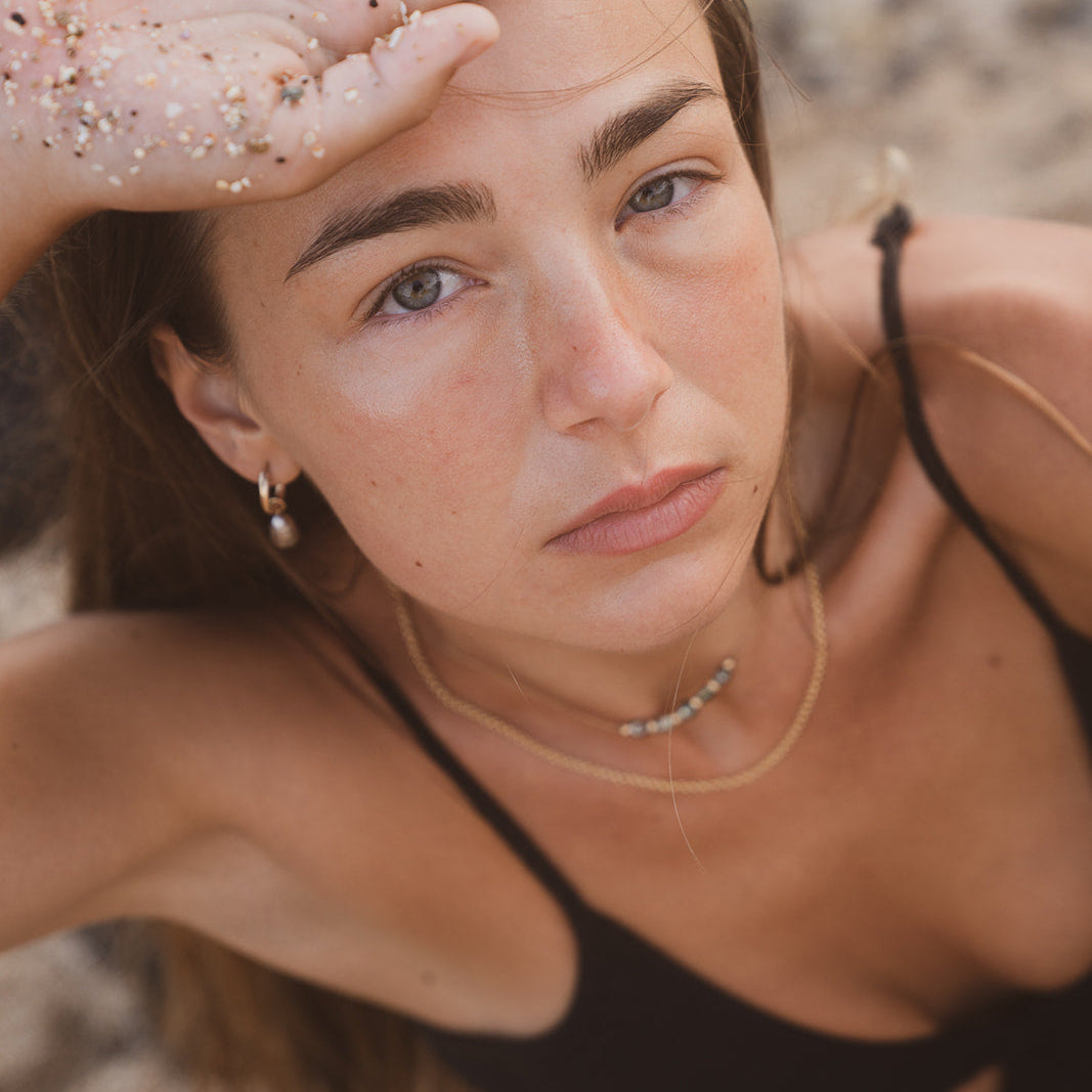 Petit Tahitian Keshi Pearl Necklace — detail view, Studio Immersed
