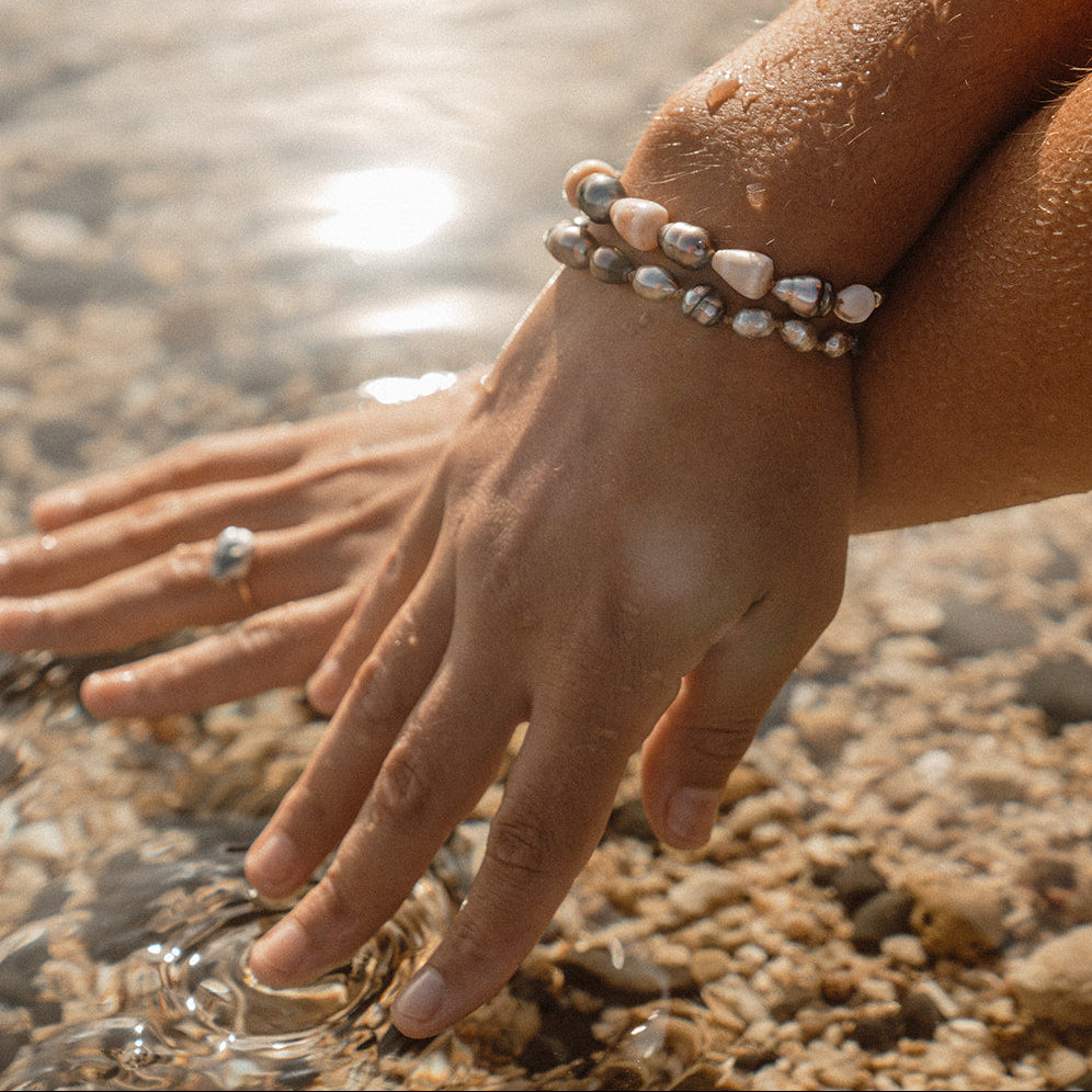 Tahitian Keshi Pearl Bracelet — detail view, Studio Immersed