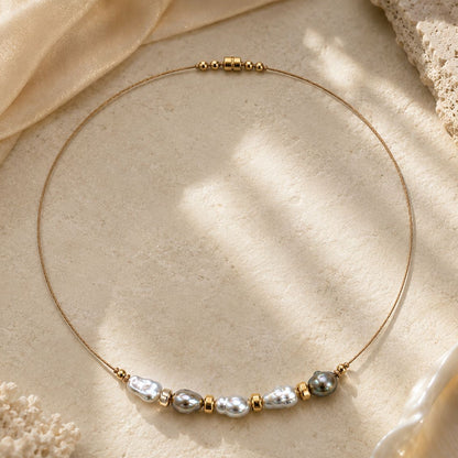 Petit Tahitian Keshi Pearl Necklace — alternate view, Studio Immersed jewelry